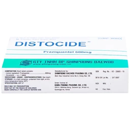 Thuốc Distocide Shinpoong Daewoo điều trị sán máng, sán lá gan nhỏ (1 vỉ x 4 viên)