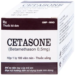 Thuốc Cetasone 0.5mg Pharbaco điều trị thấp khớp, bệnh hệ thống tạo keo (100 viên)