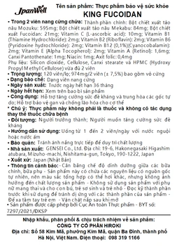 Viên uống giúp tăng đề kháng và trung hòa gốc tự do, giảm tác dụng phụ của hóa chất King Fucoidan Jpanwell (120 viên)