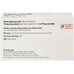 Thuốc Lipocomb 10/10mg Egis Điều trị tăng cholesterol máu nguyên phát (3 vỉ x 10 viên) 3