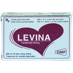 Thuốc Levina 20mg Cophavina điều trị rối loạn chức năng cương dương (1 vỉ x 4 viên)