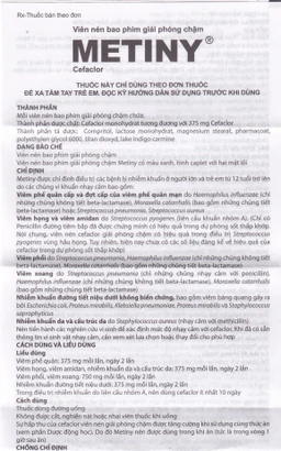 Thuốc Metiny 375mg Merap Group điều trị các bệnh lý nhiễm trùng viêm phế quản cấp (1 vỉ x 10 viên)