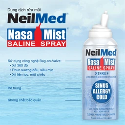 Xịt mũi Neilmed Nasamist Saline Spray 75ml giúp vệ sinh mũi xoang, làm ẩm và làm trơn mũi khô