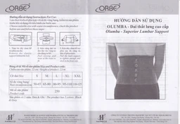 Đai thắt lưng Olumba Orbe size XL hỗ trợ giảm đau, cố định cột sống