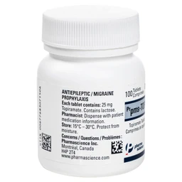 Thuốc Pms-Topiramate 25mg Pharmascience điều trị động kinh cục bộ, dự phòng đau nửa đầu (6 vỉ x 10 viên)