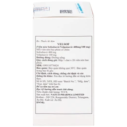 Thuốc Velsof 400mg/100mg Natco điều trị viêm gan virus C mạn tính ở người lớn (28 viên)