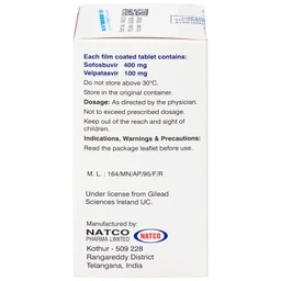 Thuốc Velsof 400mg/100mg Natco điều trị viêm gan virus C mạn tính ở người lớn (28 viên)