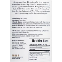 Mật ong Long Nhãn Miele nguyên chất, tự nhiên (710g)
