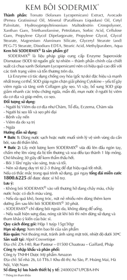 Kem bôi viêm da cơ địa Sodermix cream 15g giảm ngứa, bong tróc, vảy nến, tổ đỉa, viêm da do xạ trị