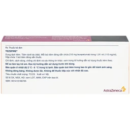 Dung dịch bút tiêm Tezspire 210mg Astrazeneca được chỉ định điều trị duy trì cho người lớn và trẻ vị thành niên từ 12 tuổi trở lên bị hen nặng (1.91ml)