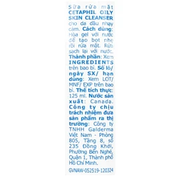 Sữa rửa mặt Cetaphil Oily Skin Cleanser cho da dầu nhạy cảm (125ml)