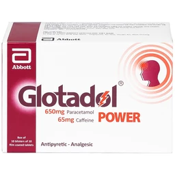 Thuốc Glotadol Power Abbott giảm đau đầu, đau nửa đầu, đau nhức do cảm lạnh (10 vỉ x 10 viên)