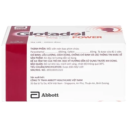 Thuốc Glotadol Power Abbott giảm đau đầu, đau nửa đầu, đau nhức do cảm lạnh (10 vỉ x 10 viên)