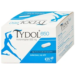 Thuốc Tydol 650 OPV giảm đau và hạ sốt từ nhẹ đến trung bình (10 vỉ x 12 viên)