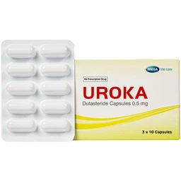 Thuốc Uroka 0.5mg Điều trị và ngăn tiến triển bệnh tăng sản lành tính tuyến tiền liệt(3 vỉ x 10 viên)