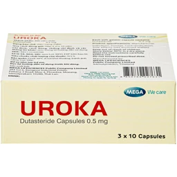 Thuốc Uroka 0.5mg Điều trị và ngăn tiến triển bệnh tăng sản lành tính tuyến tiền liệt(3 vỉ x 10 viên)