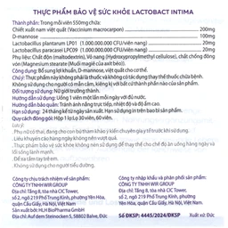 Viên uống bổ sung lợi khuẩn, D-mannose, việt quất cho phụ nữ Lactobact Intima (30 viên)