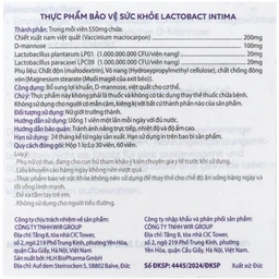 Viên uống bổ sung lợi khuẩn, D-mannose, việt quất cho phụ nữ Lactobact Intima (60 viên)
