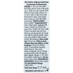 Xịt thơm miệng Listerine Coolmint Pocketmist 7.7ml