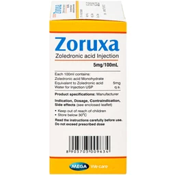 Thuốc tiêm truyền Zoruxa Điều trị loãng xương ở phụ nữ sau mãn kinh và nam giới Hộp 100ml