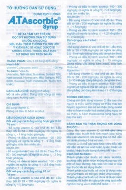 Siro A.T Ascorbic An Thiên bổ sung vitamin C, phòng và điều trị bệnh scorbut (30 ống x 10ml)