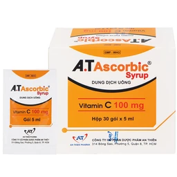 Dung dịch uống A.T Ascorbic Syrup 100mg bổ sung vitamin C, điều trị bệnh scorbut (30 gói x 5ml) 1
