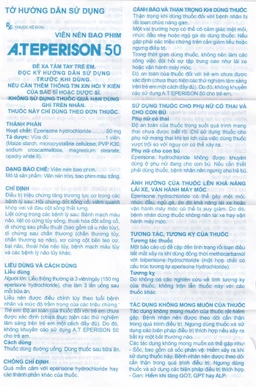 Thuốc A.Teperison 50 An Thiên Pharma điều trị thoái hóa cột sống cổ, bệnh mạch máu não (3 vỉ x 10 viên)