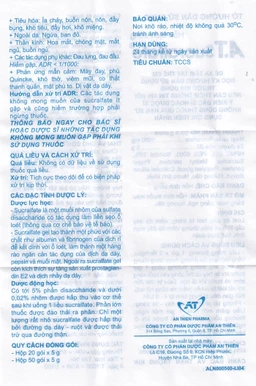 Hỗn dịch uống A.T Sucralfate 1000mg An Thiên điều trị loét dạ dày tá tràng (20 gói x 5g)