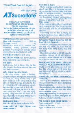Hỗn dịch uống A.T Sucralfate 1000mg An Thiên điều trị loét dạ dày tá tràng (20 gói x 5g)