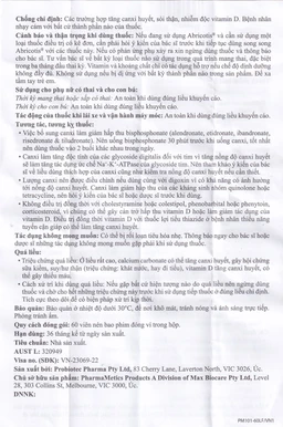 Thuốc Abricotis Probiotec hỗ trợ sức khỏe xương, cơ bắp, bổ sung canxi (6 vỉ x 10 viên)