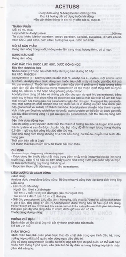 Dung dịch uống Acetuss Hà Nam tiêu nhầy trong bệnh viêm phế quản, bệnh nhầy nhớt (20 ống)