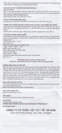 Dung dịch uống Acetuss Hà Nam tiêu nhầy trong bệnh viêm phế quản, bệnh nhầy nhớt (20 ống)