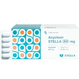 Thuốc Acyclovir Stella 800mg điều trị nhiễm Herpes simplex, Herpes zoster, thủy đậu (7 vỉ x 5 viên) 1