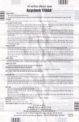 Kem bôi da Acyclovir Stada Cream điều trị nhiễm virus Herpes simplex (2g)