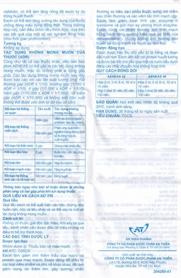 Thuốc Aeneas 20 An Thiên điều trị phù não, phòng và điều trị tụ máu (3 vỉ x 10 viên)