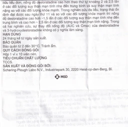 Thuốc Aerius 5mg MSD giảm nhanh các triệu chứng viêm mũi dị ứng, mày đay (1 vỉ x 10 viên)