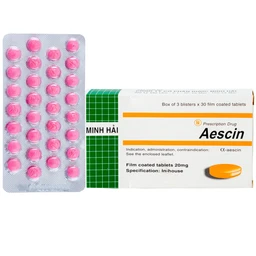 Thuốc Aescin 20mg điều trị thiểu năng tĩnh mạch mãn tính, giãn tĩnh mạch chân, trĩ (3 vỉ x 30 viên) 1
