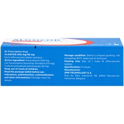 Viên sủi Algocod Codeine 500mg/30mg SMB giảm đau cấp tính ở mức độ trung bình (1 tuýp x 16 viên) 5
