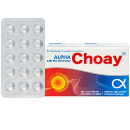 Thuốc Alpha Chymotrypsine Choay Sanofi điều trị phù nề sau chấn thương, phẩu thuật, bỏng (2 vỉ x 15 viên)