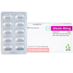 Thuốc Alzole 40mg TV.Pharm điều trị viêm thực quản, viêm loét dạ dày, tá tràng (3 vỉ x 10 viên)