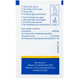 Thuốc Amoxicillin/Acid clavulanic 250mg/31,25 mg Imexpharm điều trị nhiễm khuẩn (Hộp 12 gói) 6