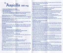 Thuốc Ampicillin 500mg Domesco điều trị nhiễm khuẩn (10 vỉ x 10 viên)