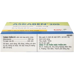 Thuốc Askaben 200mg OPV điều trị nhiễm ấu trùng sán lợn có tổn thương não (1 vỉ x 2 viên) 3