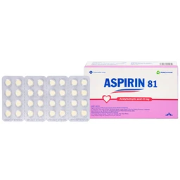 Thuốc Aspirin 81 Agimexpharm phòng ngừa nhồi máu cơ tim, đột quỵ (20 vỉ x 10 viên) 1