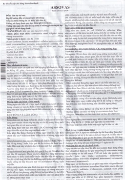 Thuốc Assovas 10mg Assopharma điều trị tăng cholesterol máu nguyên phát (3 vỉ x 10 viên)