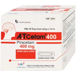 Thuốc A.T Cetam 400 An Thiên điều trị chóng mặt, giật rung cơ, thiếu máu não, suy giảm nhận thức ở người già (30 ống x 10ml)