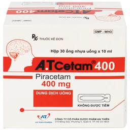 Thuốc A.T Cetam 400 An Thiên điều trị chóng mặt, giật rung cơ, thiếu máu não, suy giảm nhận thức ở người già (30 ống x 10ml)