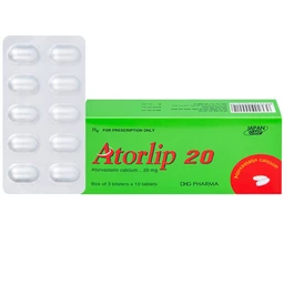 Thuốc Atorlip 20mg DHG điều trị tăng cholesterol toàn phần và LDL-cholesterol (3 vỉ x 10 viên) 1
