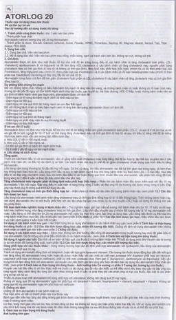 Thuốc Atorlog 20mg Bidiphar điều trị tăng cholesterol toàn phần và LDL-cholesterol (3 vỉ x 10 viên)
