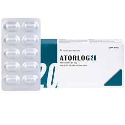 Thuốc Atorlog 20mg Bidiphar điều trị tăng cholesterol toàn phần và LDL-cholesterol (3 vỉ x 10 viên) 1